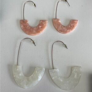 Pink and White U-Shaped Earrings